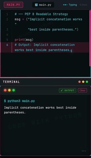 Implicit Concatenation: Clean Multiline Syntax