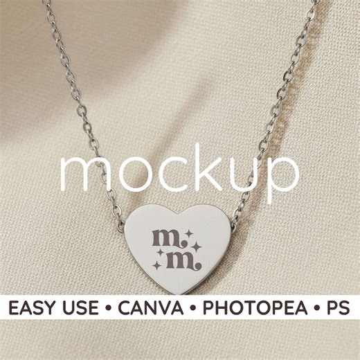 Heart Necklace Mockup Steel, Mock up Steel Jewelry POD (PNG) - Etsy