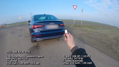 2022 Audi A3 30 TFSI sedan 110 PS top speed Autobahn drive POV