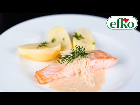 Gebratenes Lachssteak mit Kren-Soße
