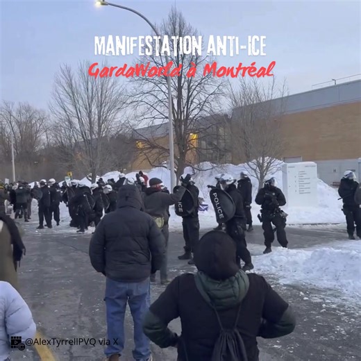 Manifestation anti-ICE – GardaWorld à Montréal Vendredi soir, des manifestants marchaient vers le siège social montréalais de GardaWorld pour dénoncer ses liens avec la police de l’immigration américaine #ice #montreal #GardaWorld | Montreal Uncovered