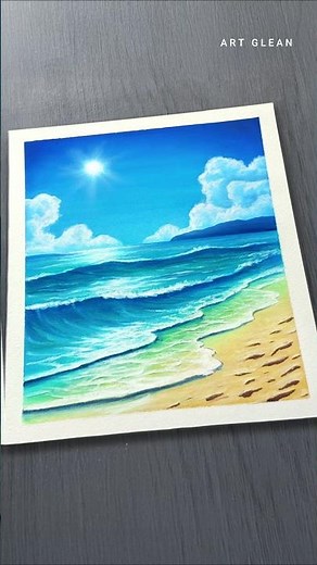 Easy Sea Beach Pastel Drawing #shortsfeed #shorts