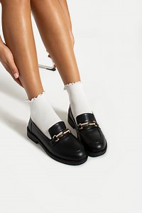 Classic Black Vegan Leather Penny Loafer Women Buckle Detail, Women’s Black Leather Loafer and Moccasins, Casual Black Vegan Leather Loafers - Etsy