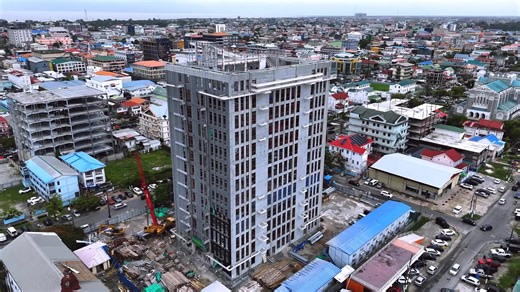THE NEW BRICKDAM POLICE STATION || Construction of the 12-storey Brickdam Police Station is well underway! This US$28M state-of-the-art facility underscores the government’s commitment to modernizing and transforming law enforcement across Guyana. Built on the site of the former Brickdam Police Station, the new concrete, glass, and steel headquarters will soon replace Eve Leary, offering all current police services in a modern, efficient environment designed for better public service and safety.
