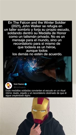 En The Falcon and the Winter Soldier (2021), Walker se retira a un taller y forja su propio escudo.