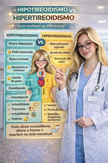 Hipotireoidismo vs Hipertireoidismo: 7 Sinais Que Seu Corpo Está Tentando Te Avisar! #saude #dicas