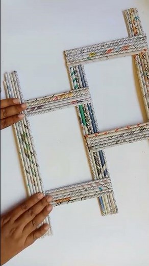 Double Photo frame making with Newspaper #shorts #photoframe #viralvideo #newspapercraft #diy