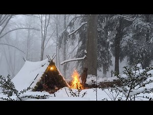 Winter Camping in Snowstorm With No Tent, No Sleeping Bag–Below -12°C | Bushcraft & Survival