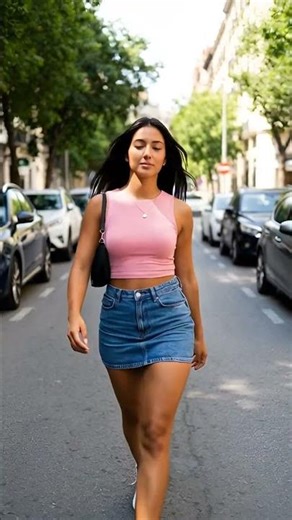 Effortless Chic Street Style - Blush Pink & Denim Mini Skirt Elegance #FashionOOTD #StreetStyle