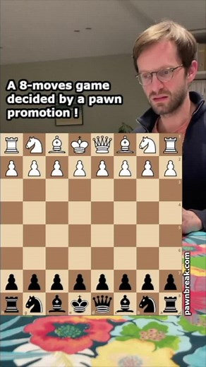Chess Game Decided in 8 Moves with Pawn Promotion