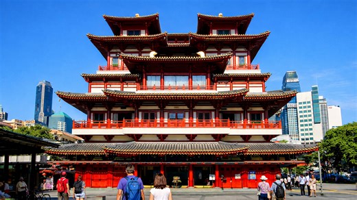 This red temple stands out in Singapore