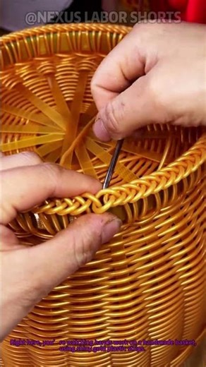 Handmade Basket Weaving: Braiding Plastic Strips #Shorts