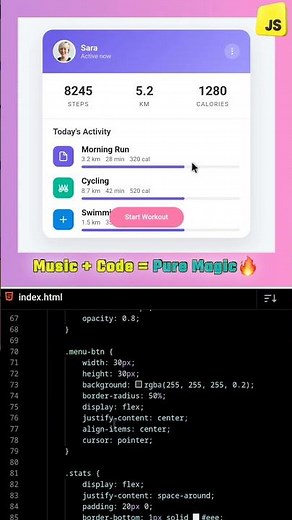 🚀Coding a Fitness Tracker UI in 60s 😲 | HTML CSS JS #shorts #devziaul #codingshorts