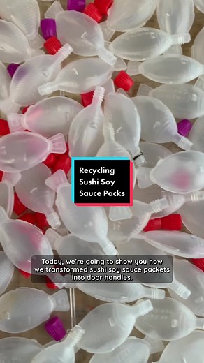 A quick zip-through of the recycling process for the Soy Fish Door Knobs 🚪 isn’t it wild to see how those little red lids have determined the final colour, taking over entirely! #preciousplasticmelbourne #preciousplastic #zephyrbros #sushifish #sushibae #plasticban #singleuseplastic #upcycling #recycler #recyclingplastic #diy #diytiktok