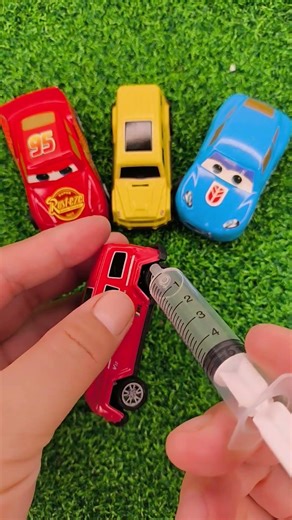 tiny orange toy car injection funny video #shorts #car #toys