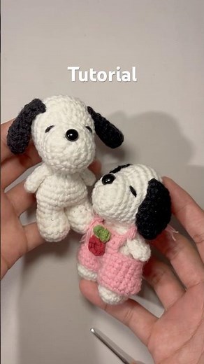 Crochet a mini Snoopy 💗 #crochet #amigurumi #snoopy #tutorial