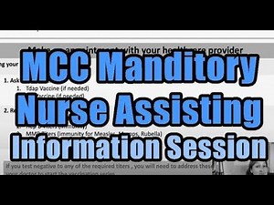 MCC Nurse Assisting Program Mandatory Information Session
