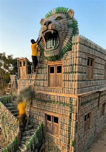 Build an entire house wall with trash?! 😱 This man is using sand-filled plastic bottles as bricks — stacking them like eco-friendly LEGOs! 🧱🌍 In a rural village, innovation meets sustainability — no cement kilns, no fired bricks, just recycled bottles packed with sand, laid row by row to create strong, durable walls. 💪🏽♻️ Who knew saving the planet could look this cool? 😎🏡 #EcoInnovation #PlasticBottleHouse #SustainableLiving #RecycledBricks #GreenBuilding