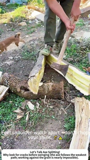 Splitting Firewood with an Axe – Old‑School Log Preparation 🔥🪓