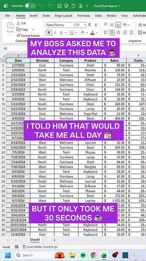 Impress your boss with this Pivot Table hack💡 For more powerful Excel tips, click the link in my bio to register for my Free Data Analysis Class👏 #excel #exceltips #corporate #workhacks