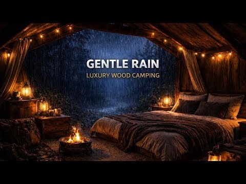 Night Rain in a Canvas Tent ⛺ Luxury Glamping in the Woods | Heavy Rain Sounds for Deep Sleep