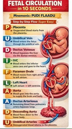 Fetal Circulation-10 Seconds Mnemonic Trick #nurse #medicaleducation #norcetmcq #mednotes
