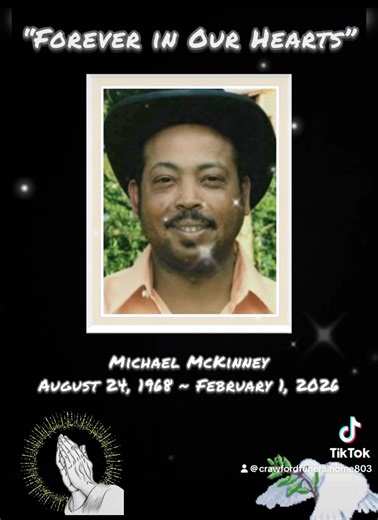 A funeral service for Michael McKinney will be held on Thursday, February 12, 2026, at 11:00 am at the Crawford Funeral Home Chapel. Visitation will take place on Wednesday, February 11, 2026, from 1:00 pm to 5:00 pm at the funeral home. | Crawford Funeral Home