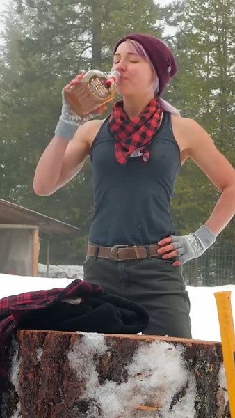 Woodchopping in the snow