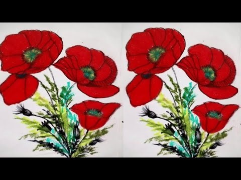 ওভাল ও U দিয়ে পপি ফুল আঁকার সহজ উপায় ✏️ How to Draw a Poppy flower with Oil Pastels(Step-by-Step)