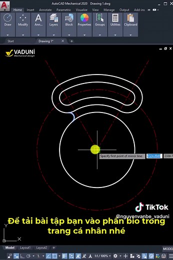 AutoCAD exercises for beginners - Drawing 5 #vaduni #learnontiktok #learnwithtiktok #autocad