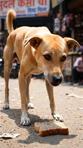 Dog eating bread | ai gen.