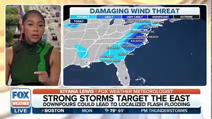 TODAY'S THREAT 🚨 Nearly 100 million people along the I-95 corridor are at risk of severe weather and tornadoes. FOX Weather Meteorologist Kiyana Lewis has the latest. READ MORE: https://www.foxweather.com/weather-news/severe-thunderstorms-mid-atlantic-northeast-monday-june-26 | FOX Weather