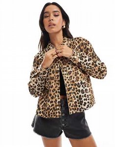 ONLY boxy faux suede jacket in leopard print | ASOS