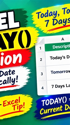 Excel TODAY Function Made Easy! Get Today's Date 📅⚡ #shorts