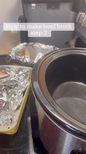 Step 2: How to make homemade beef stock. Beef stock recipe. Started by roasting the frozen bones… at 425° F for approx 1 hour …. Added roasted bones and frozen vegetable scraps to a stock pot and covered with water. Brought to a boil and then simmered for approximately 4 1/2 hours. Smells delicious.Taste tested, needed salt and pepper. It’s cooling now. Then I’ll strain it, put into bags and containers, and into the freezer for later use.I forgot to take a picture of the roasted bones in the pan