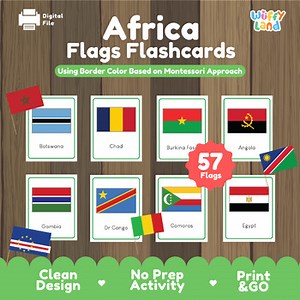African Countries Flags Flashcards | Printable Geography Cards for Classroom