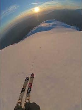 Skiing Down Turbon Peak at Sunset