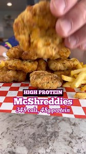 Authentic McNuggets that you guys have appropriately named the Mcshreddies! Macros and ingredients below ba da ba ba ba I’m shredding it. ✅ 👨‍🍳 tastyshreds ✅ recipe ebook now has 120 recipes (in profile) 12pc. 349 cals, 48g protein 13 carbs 10 fat 24pc. 697 cals, 95 protein 27 carbs, 20 fat Seasonings: 1tbsp cayenne pepper Tbsp salt 1/2tbsp pepper Tbsp mustard Tbsp garlic paste Add teaspoon baking soda and baking powder Spray of olive oil 16oz. 96/4 ground chicken 40g self rising flour. 2 eggs