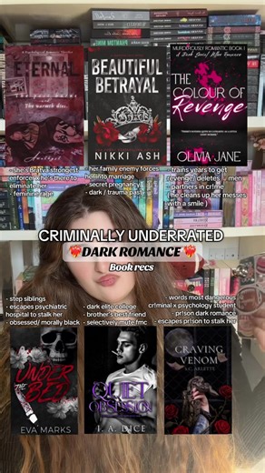 Criminally underrated dark romance/ forbidden dark romance book recs #darkromancebooksoftiktok #darkbookrecs #darkromancebooktok #forbiddenromancebooks #darkromancereaders @Amethyst @Author Nikki Ash @Olivia Jane Author @Eva Marks Writes @iadice_writes @S. C. Arlette