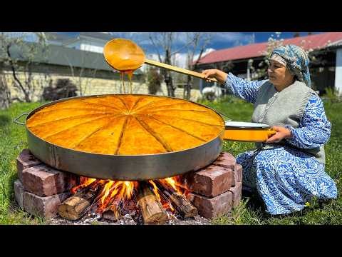 Homemade Giant Turkish Baklava in Azerbaijani Village
