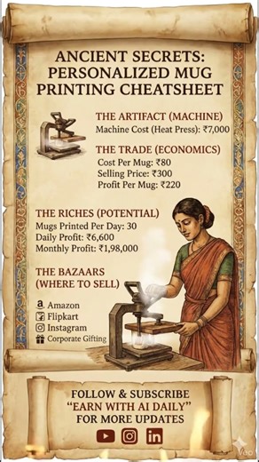 Ancient Secrets of Mug Printing: Earn ₹1.9 Lakh/Month With This Simple AI Business