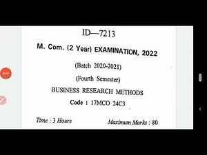 2022 business research methods question paper mcom sem 4 gurugram university mdu