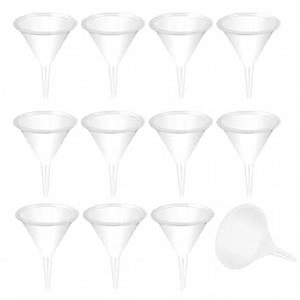 12-Pcs Mini Kitchen Funnels - Small Neck Plastic Funnels for Spices, Oils, Powders, Medication Capsules, Automotive Bearing Sleeves, Sand Art