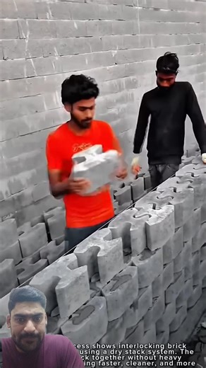 Interlocking Brick Installation Work Tool Fast Wall Construction #worktool#viral #shortvideo