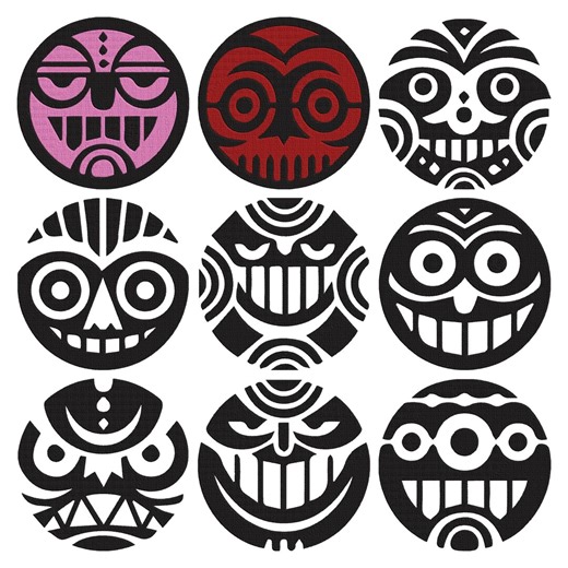 Tribal Mask Embroidery Design, Ethnic Face Boho Art Collection Machine Embroidery File, Instant Download