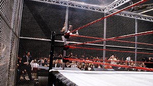The Undertaker throws Mankind off the top of the Hell in a Cell: King of the Ring 1998