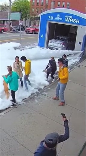 Car Wash Foam Explosion Covers Pedestrians #Shorts
