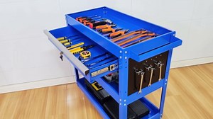 3 Tier Rolling Tool Cart, Mechanic Tool Cart on Wheels Industrial Service Cart with Locking System Drawer＆Pegboard, 330 Lbs Capacity Tool Storage Cart for Workshop Mechanics Garage