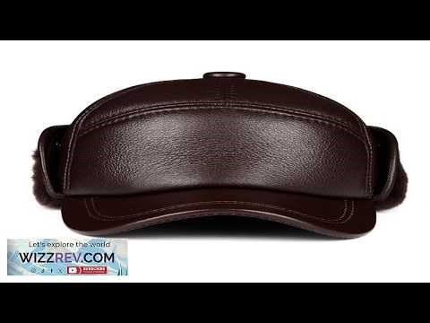 Winter Hat Men Genuine Leather Sheepskin Fur Bomber Hat Earflap Black Warm