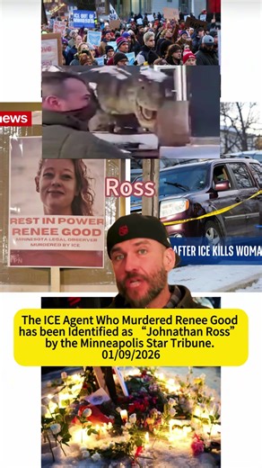The ICE Agent Who Murdered Renee Good has been Identified as “Johnathan Ross” by the Minneapolis Star Tribune. The ICE agent in the Renee Good shooting on January 7, 2026, in Minneapolis was previously dragged over 100 yards and hospitalized after illegal migrant Roberto Carlos Munoz, a convicted child sex offender, fled a June 2025 traffic stop in Bloomington, Minnesota. Tensions escalated when a DHS officer in Sacramento kicked over a memorial for Renee Good and confronted community members. #